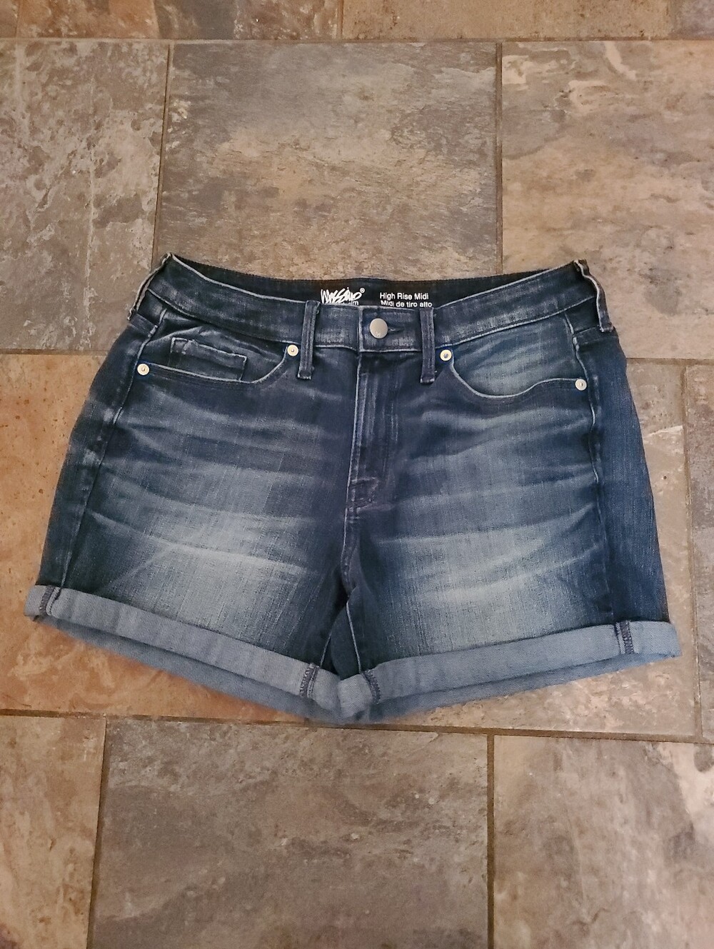 Mossimo Supply Co. Dark Wash Rolled Hem Denim Shorts Size 10 Preowned